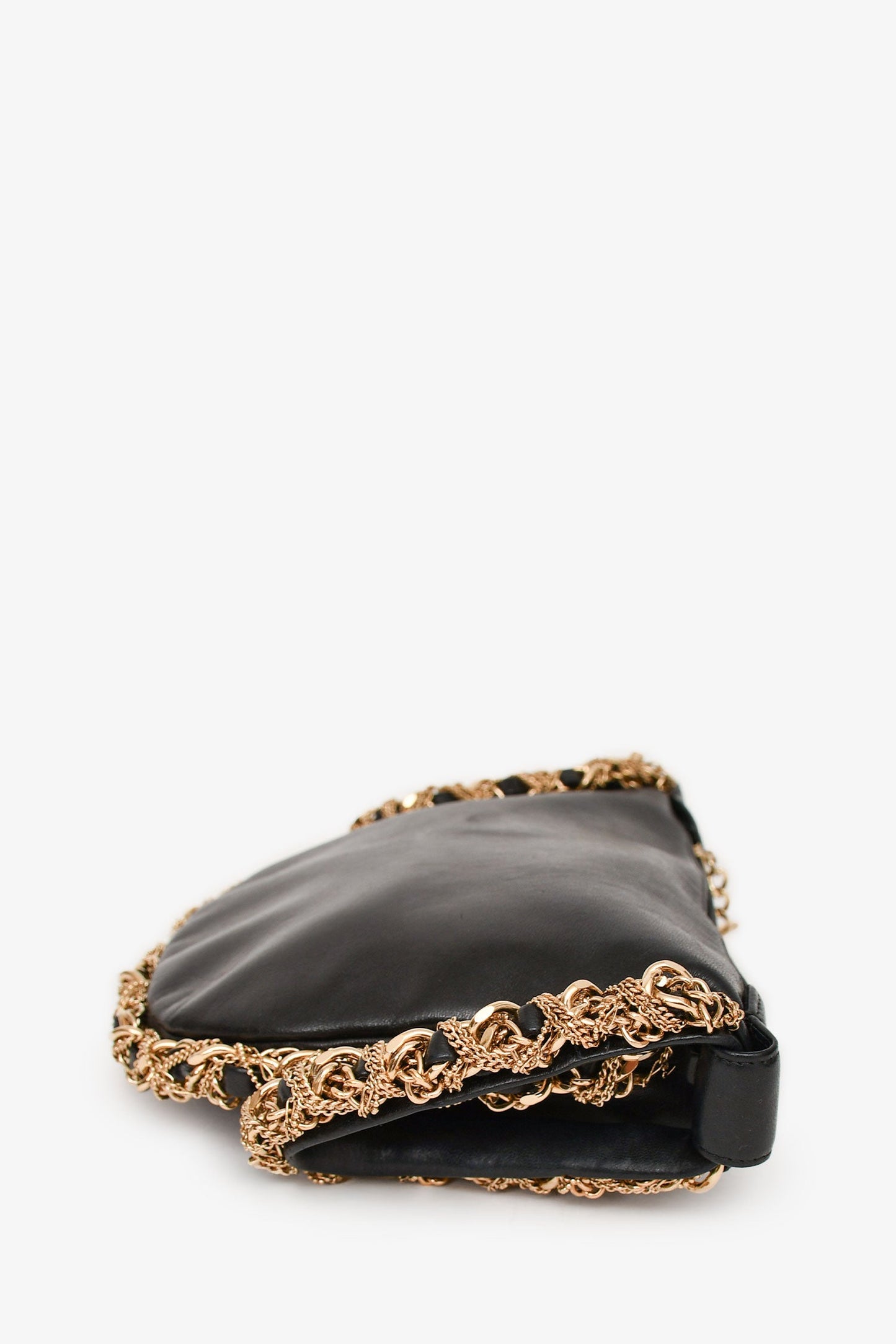 Pre-Loved Chanel™ 2012/13 Black Lambskin Twisted Chain Hobo Mini Handbag