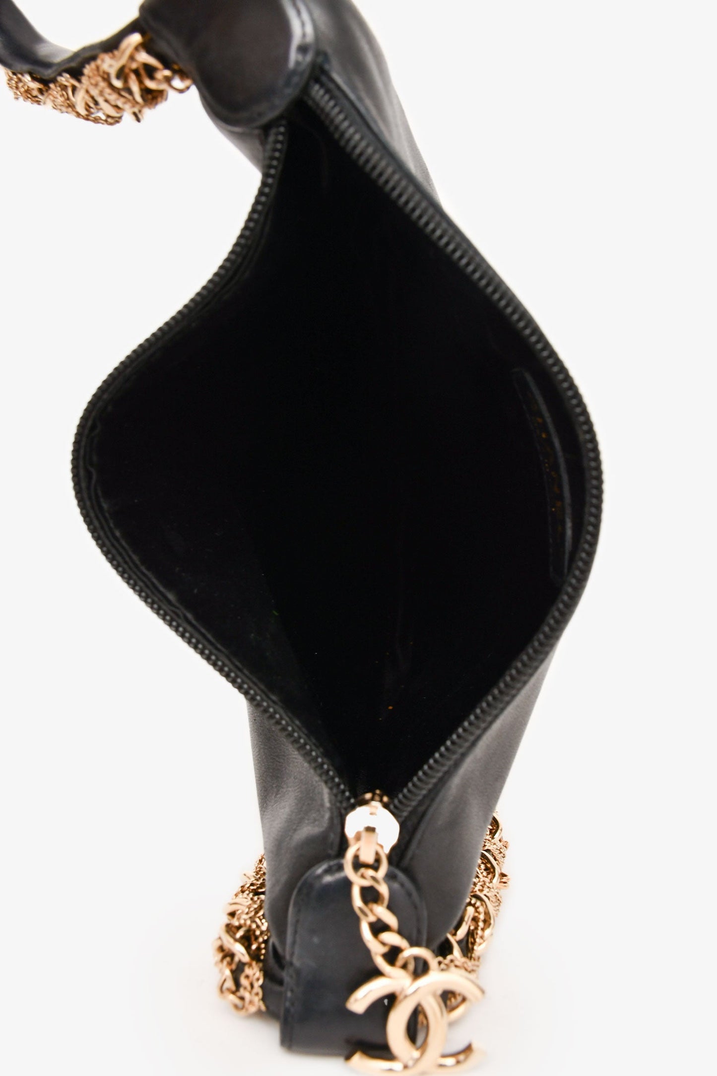 Pre-Loved Chanel™ 2012/13 Black Lambskin Twisted Chain Hobo Mini Handbag