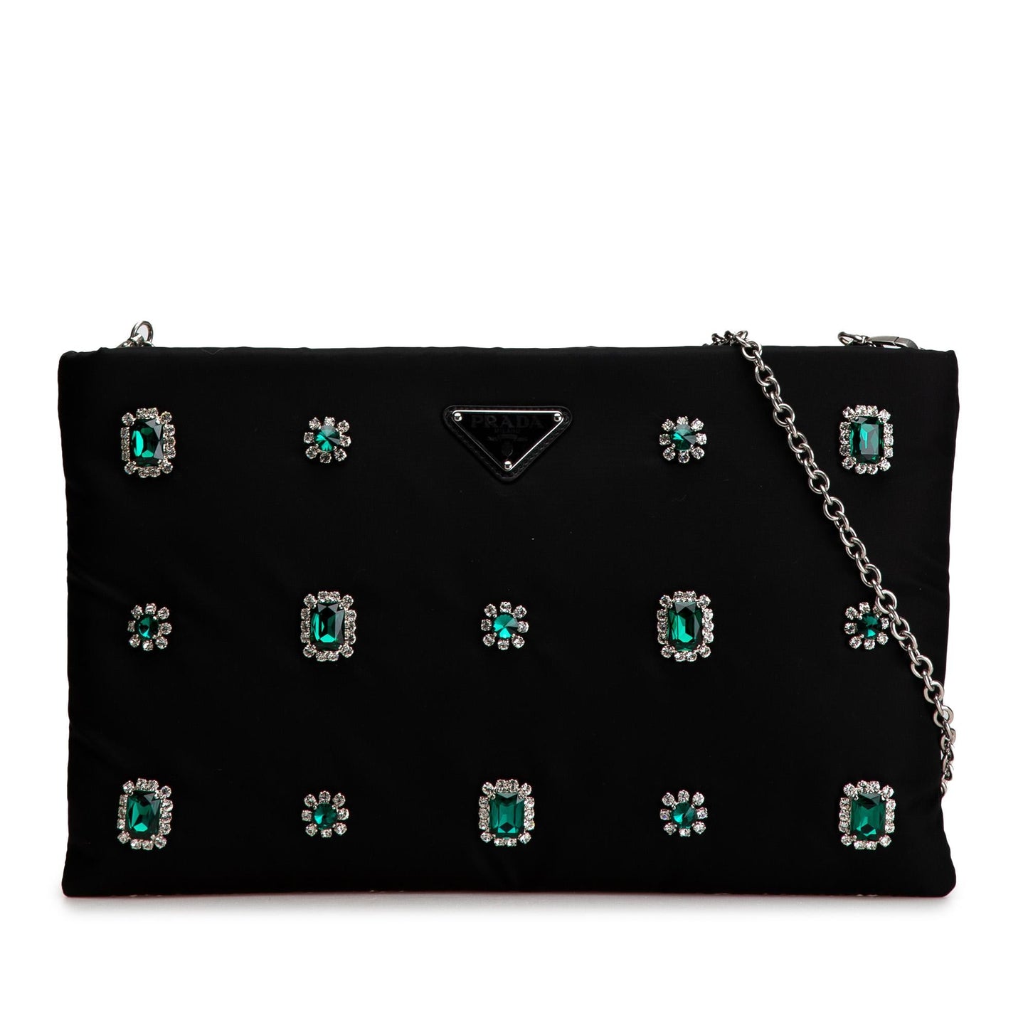 Prada Tessuto Catene Crystal Embellished Chain Crossbody