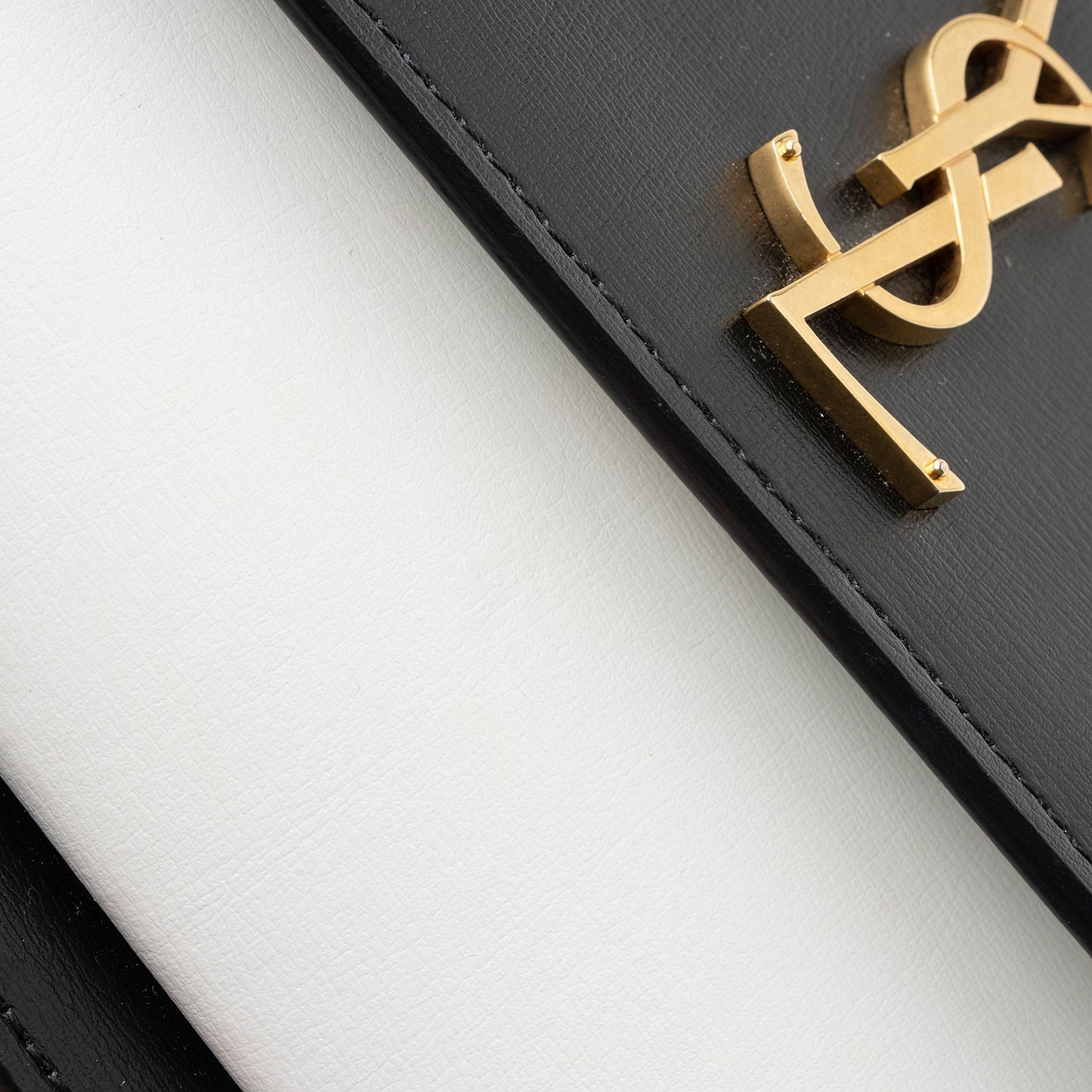 Saint Laurent Bi-Color Grained Calfskin Monogram Sunset Medium Shoulder Bag (SHF-1CzWjR)