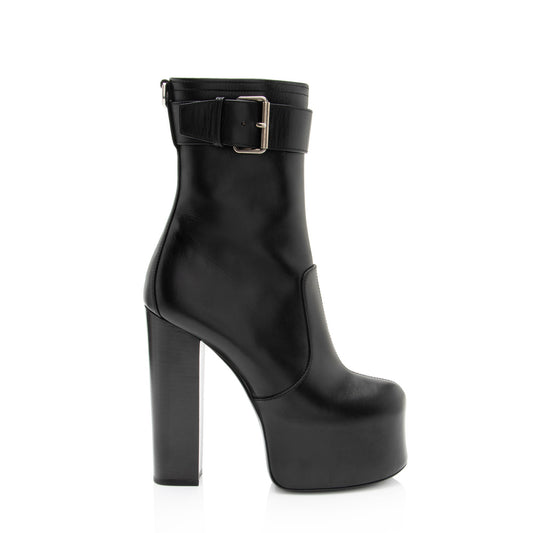 Saint Laurent Calfskin Cherry Platform Boots - Size 9 / 39 (SHF-edz4VV)