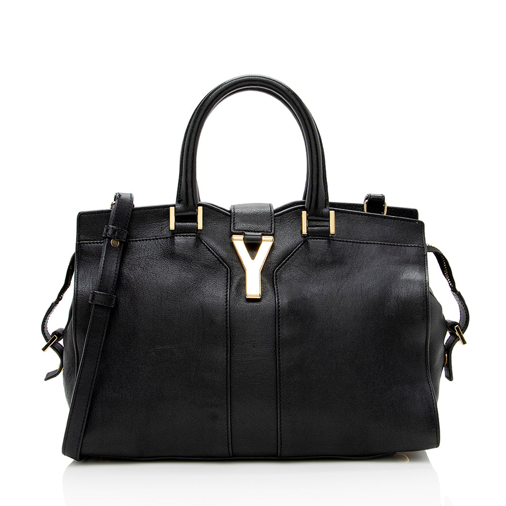 Saint Laurent Calfskin Cabas Chyc Small Tote (SHF-15965)