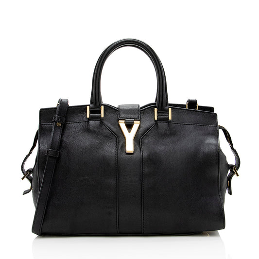 Saint Laurent Calfskin Cabas Chyc Small Tote (SHF-15965)