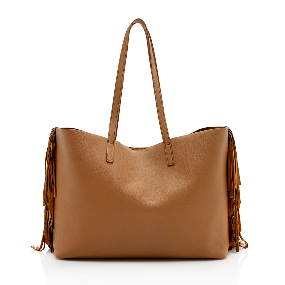 Saint Laurent Calfskin Fringe Large Shopping Tote (SHF-12520)
