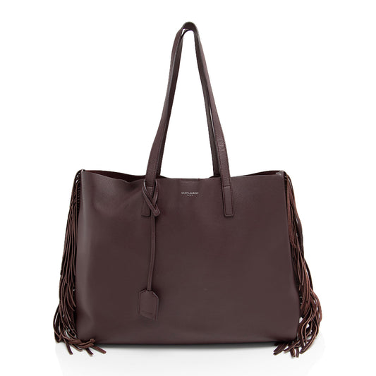 Saint Laurent Calfskin Fringe Large Shopping Tote (SHF-h6dSh9)