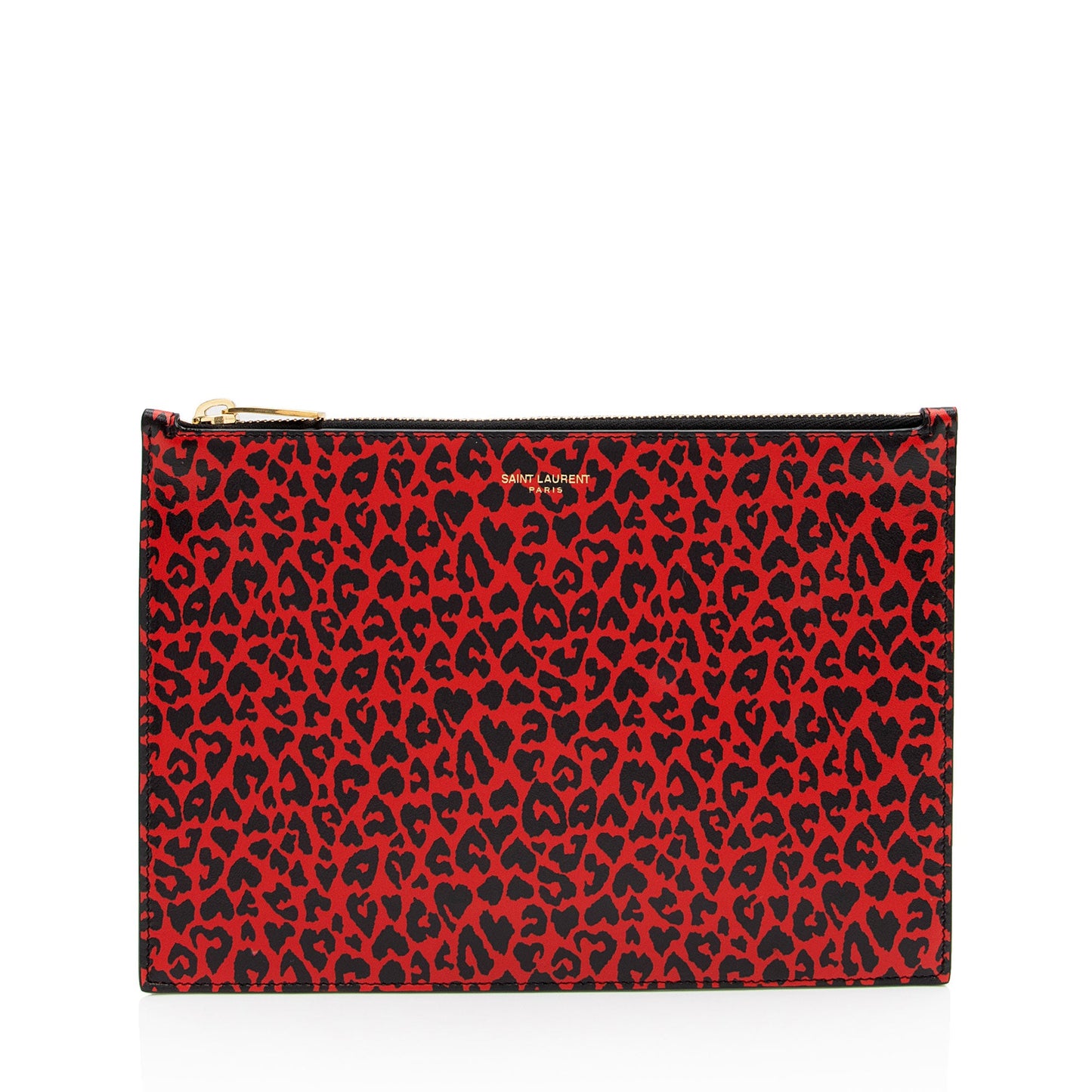 Saint Laurent Calfskin Leopard Zip Pouch (SHF-fYfCwF)