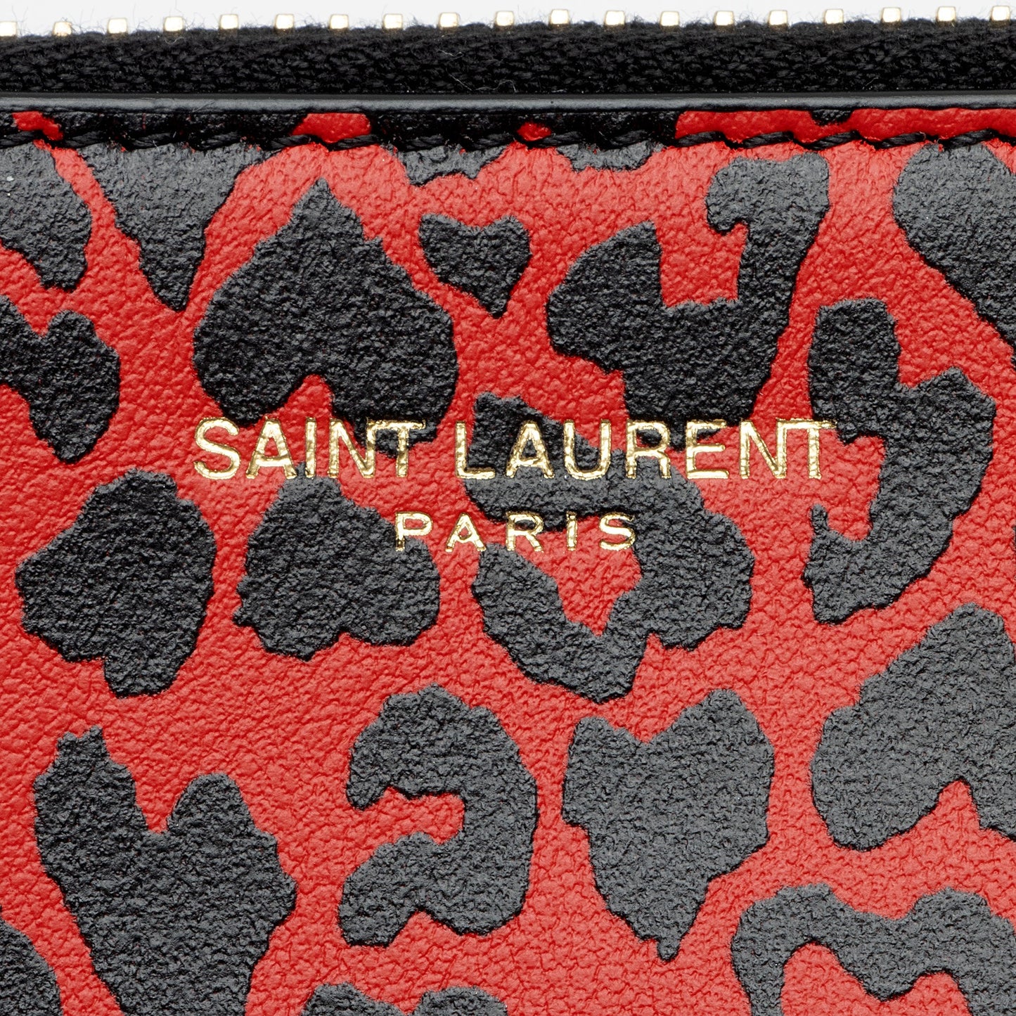 Saint Laurent Calfskin Leopard Zip Pouch (SHF-fYfCwF)