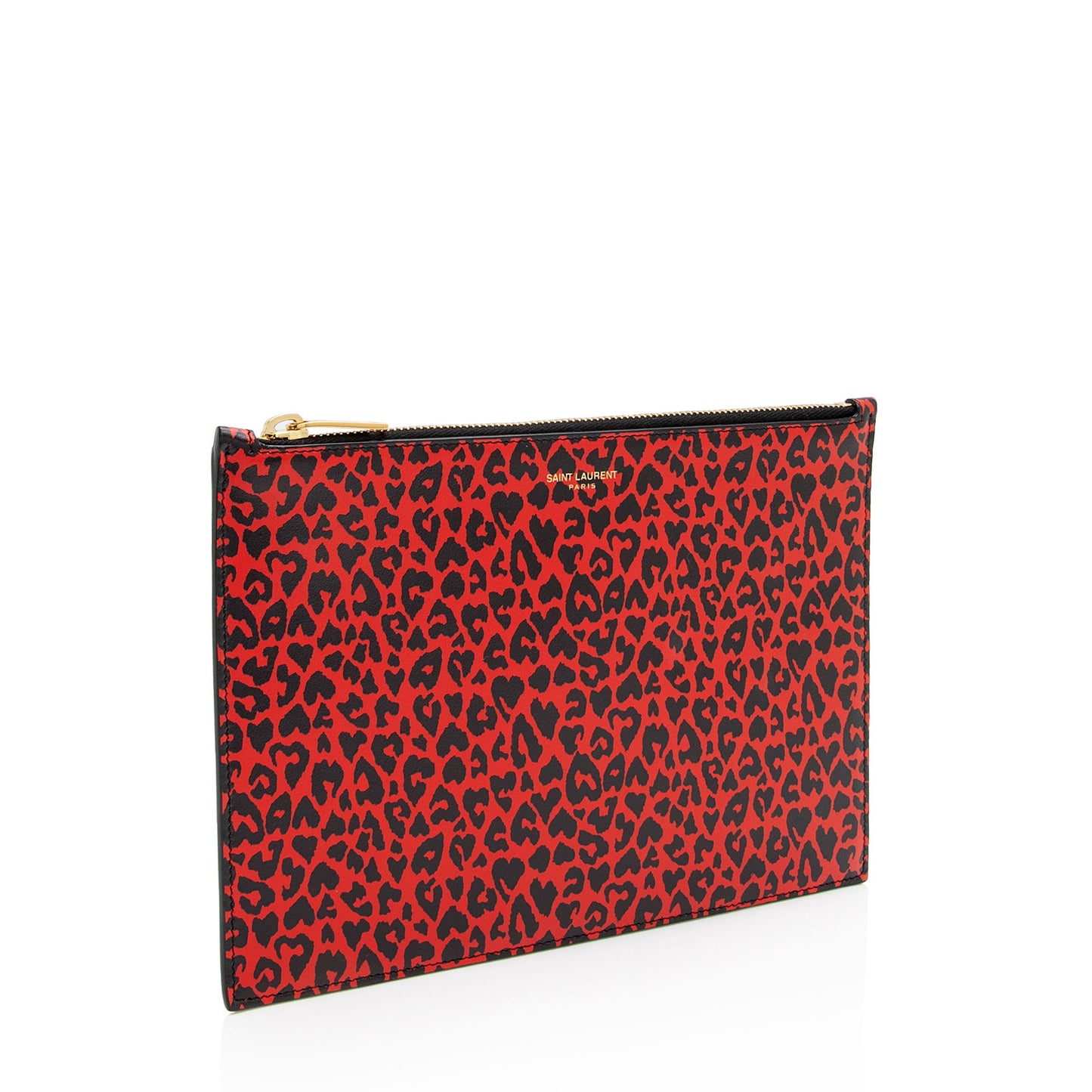 Saint Laurent Calfskin Leopard Zip Pouch (SHF-fYfCwF)