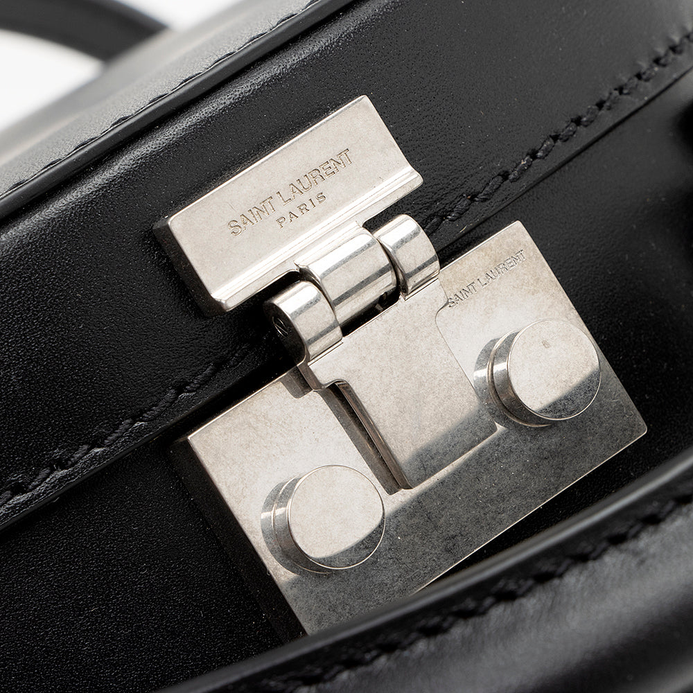 Saint Laurent Calfskin Mica Medium Hat Box Bag (SHF-19830)