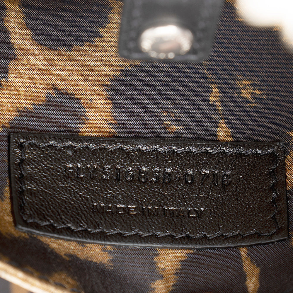 Saint Laurent Calfskin Mica Medium Hat Box Bag (SHF-19830)
