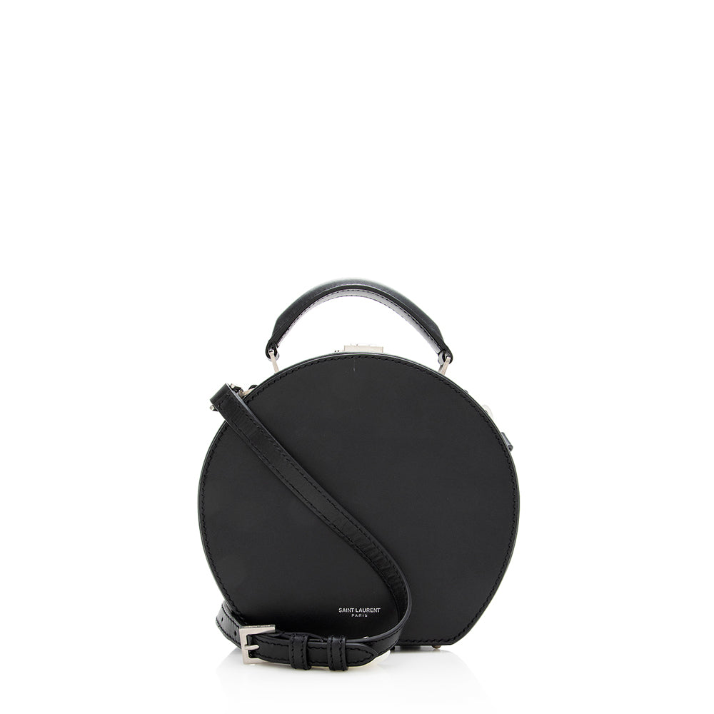 Saint Laurent Calfskin Mica Medium Hat Box Bag (SHF-19830)