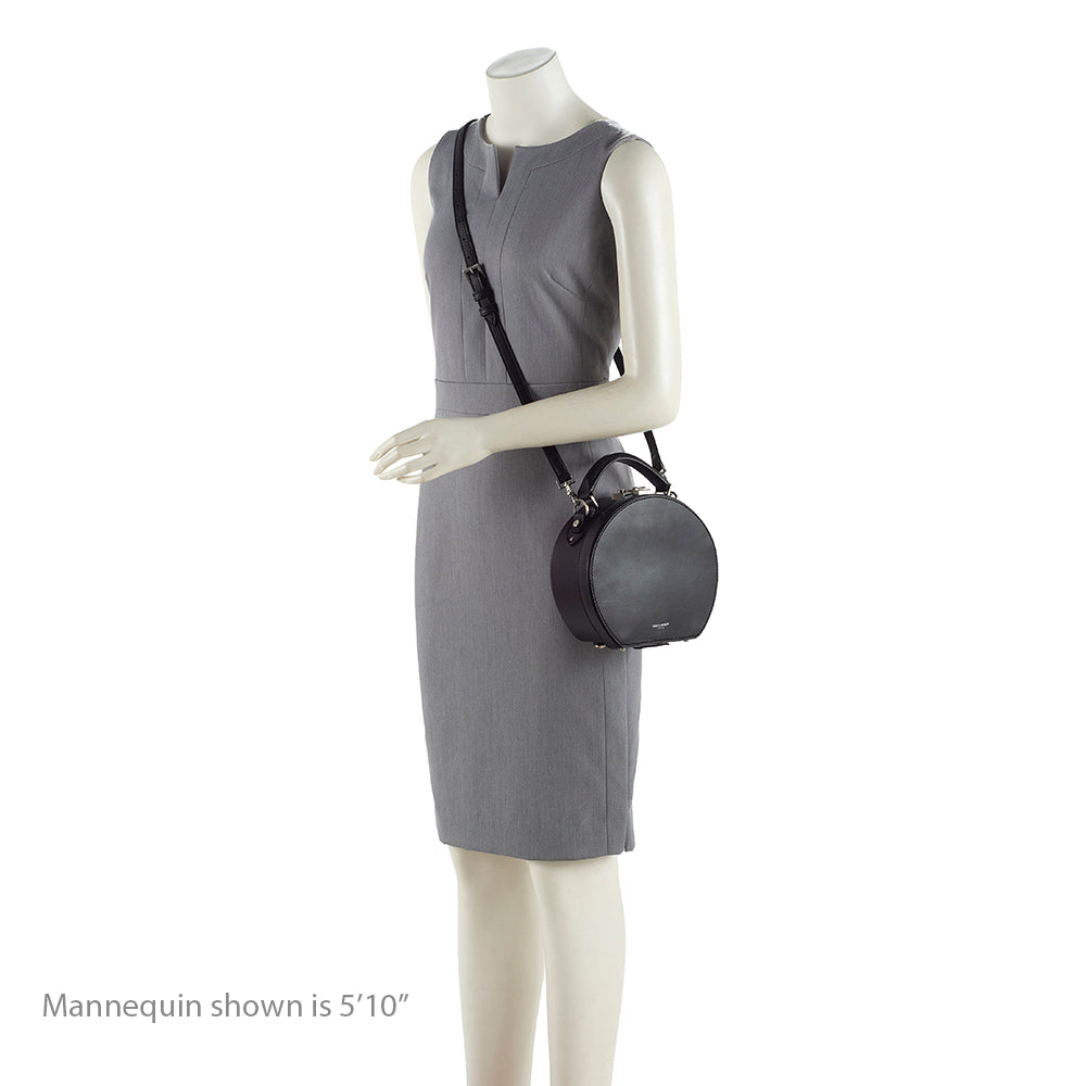Saint Laurent Calfskin Mica Medium Hat Box Bag (SHF-19830)