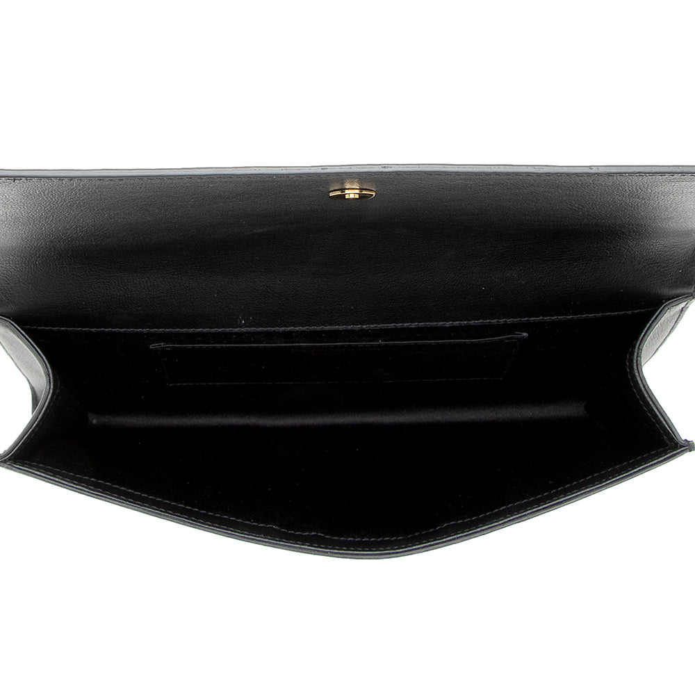 Saint Laurent Calfskin Monogram Belle de Jour Large Clutch (SHF-19132)