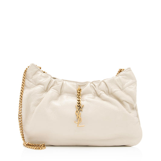 Saint Laurent Calfskin Monogram Pacpac Ruched Chain Hobo (SHF-vWA46Q)