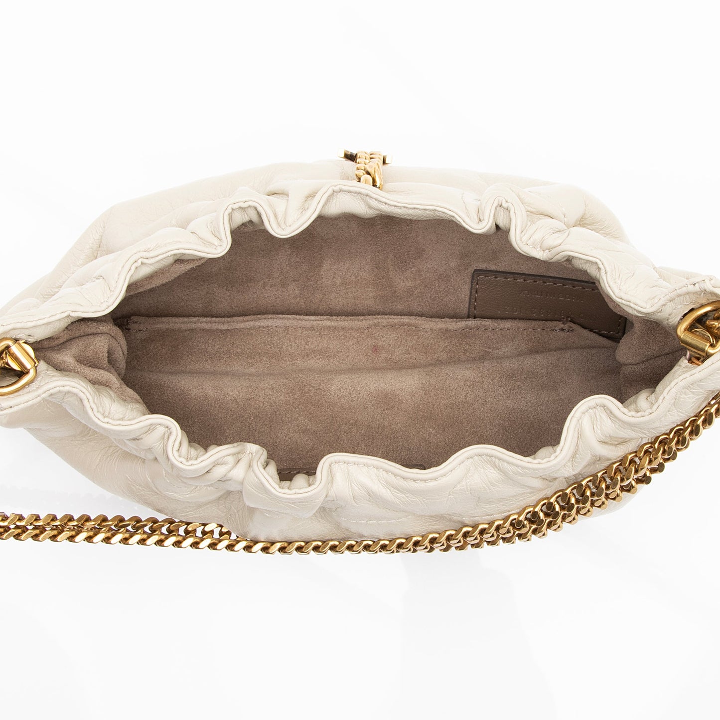 Saint Laurent Calfskin Monogram Pacpac Ruched Chain Hobo (SHF-vWA46Q)