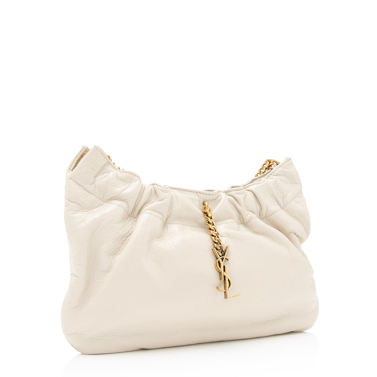 Saint Laurent Calfskin Monogram Pacpac Ruched Chain Hobo (SHF-vWA46Q)