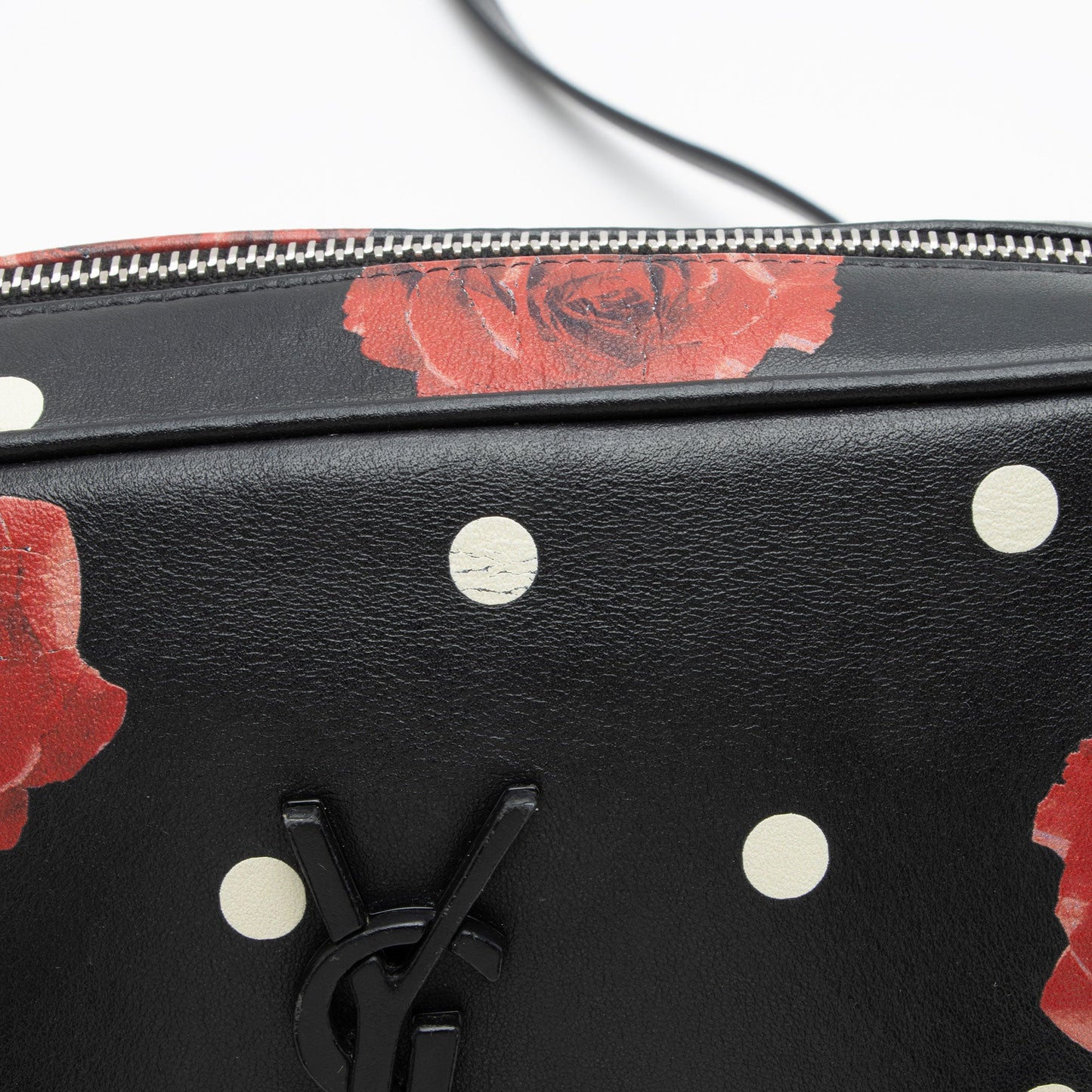 Saint Laurent Calfskin Rose Print Monogram Lou Camera Bag (SHF-fwd2tP)