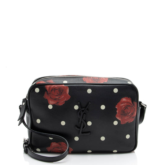 Saint Laurent Calfskin Rose Print Monogram Lou Camera Bag (SHF-fwd2tP)