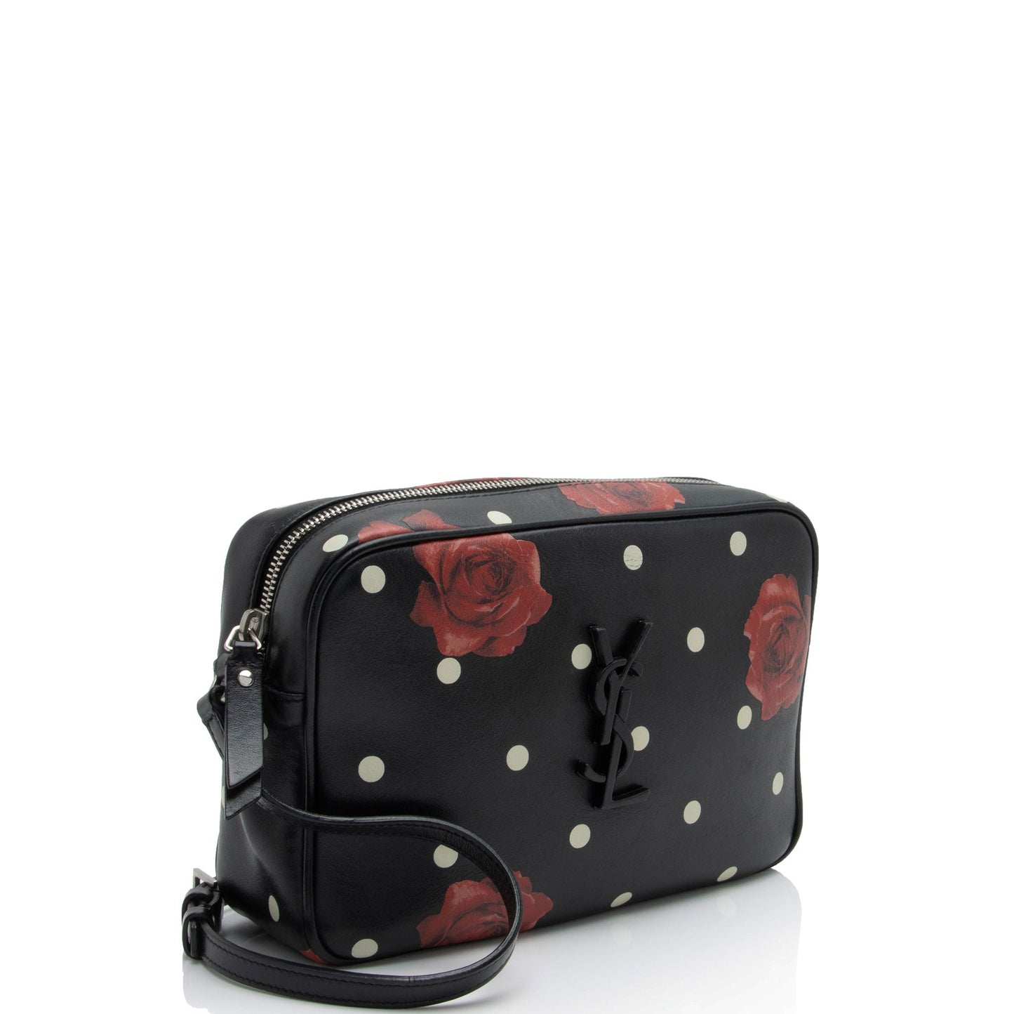 Saint Laurent Calfskin Rose Print Monogram Lou Camera Bag (SHF-fwd2tP)
