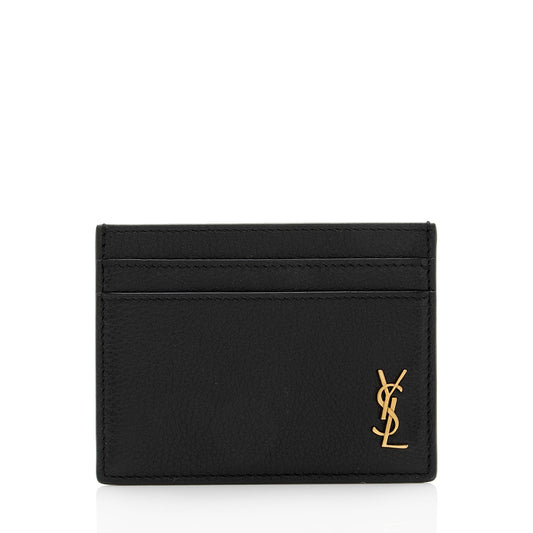 Saint Laurent Calfskin Monogram Tiny Cassandre Card Case (SHF-XxCMHH)