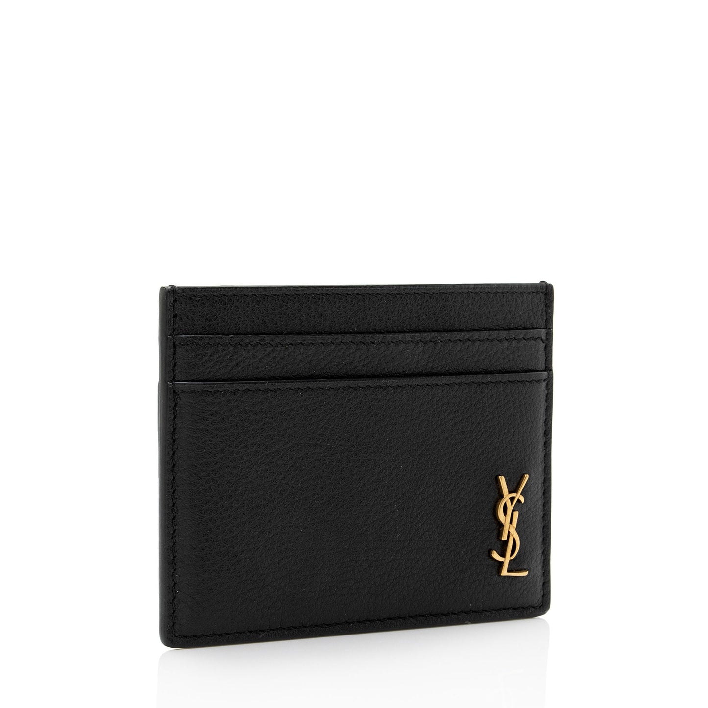 Saint Laurent Calfskin Monogram Tiny Cassandre Card Case (SHF-XxCMHH)