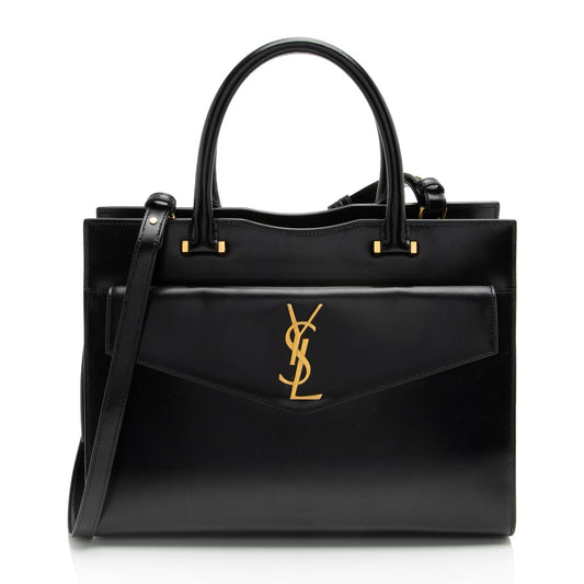 Saint Laurent Calfskin Monogram Uptown Medium Tote (SHF-GumjsZ)