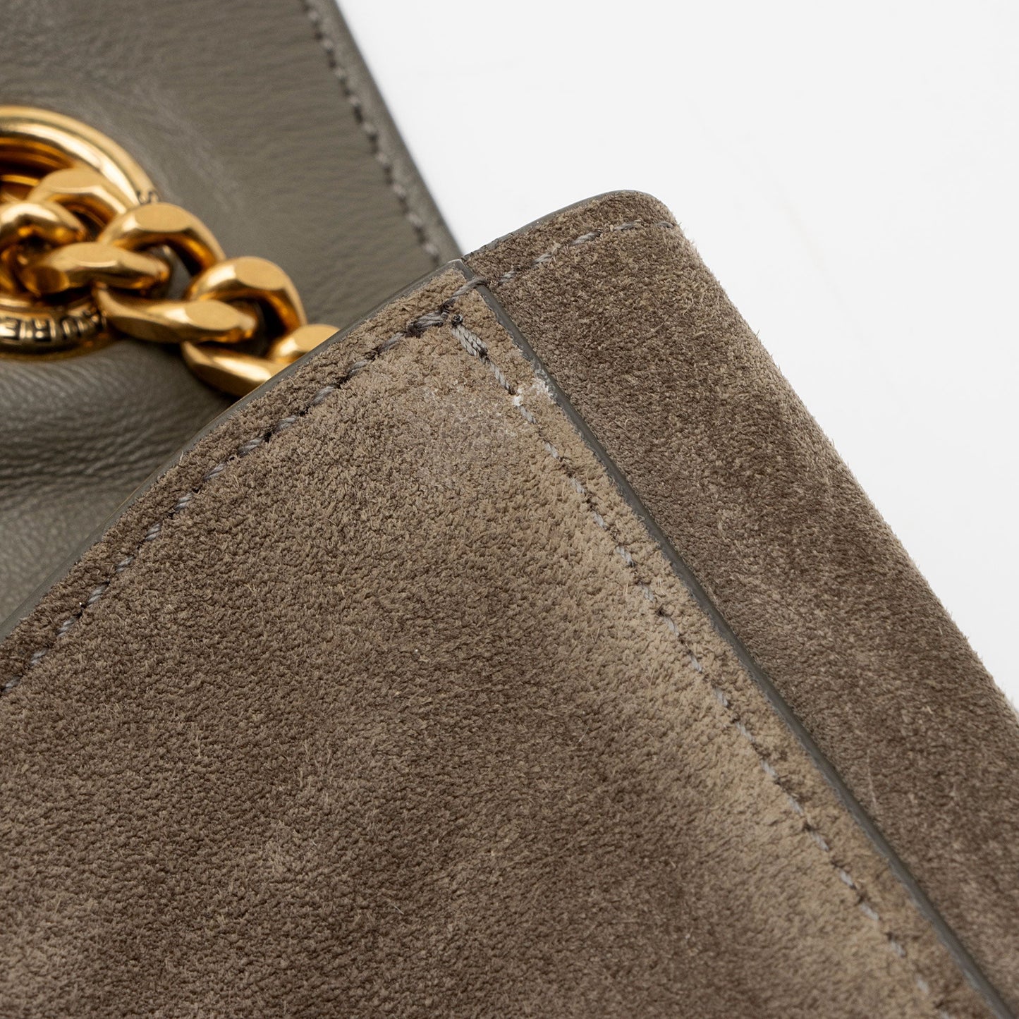 Saint Laurent Calfskin Suede Monogram Kate Reversible Chain Medium Shoulder Bag (SHF-hikP6E)