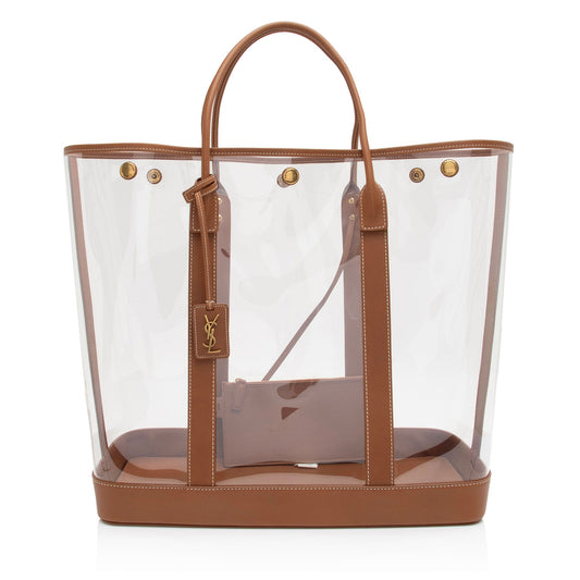 Saint Laurent Calfskin Vinyl Cabas Tote (SHF-wgVvKm)