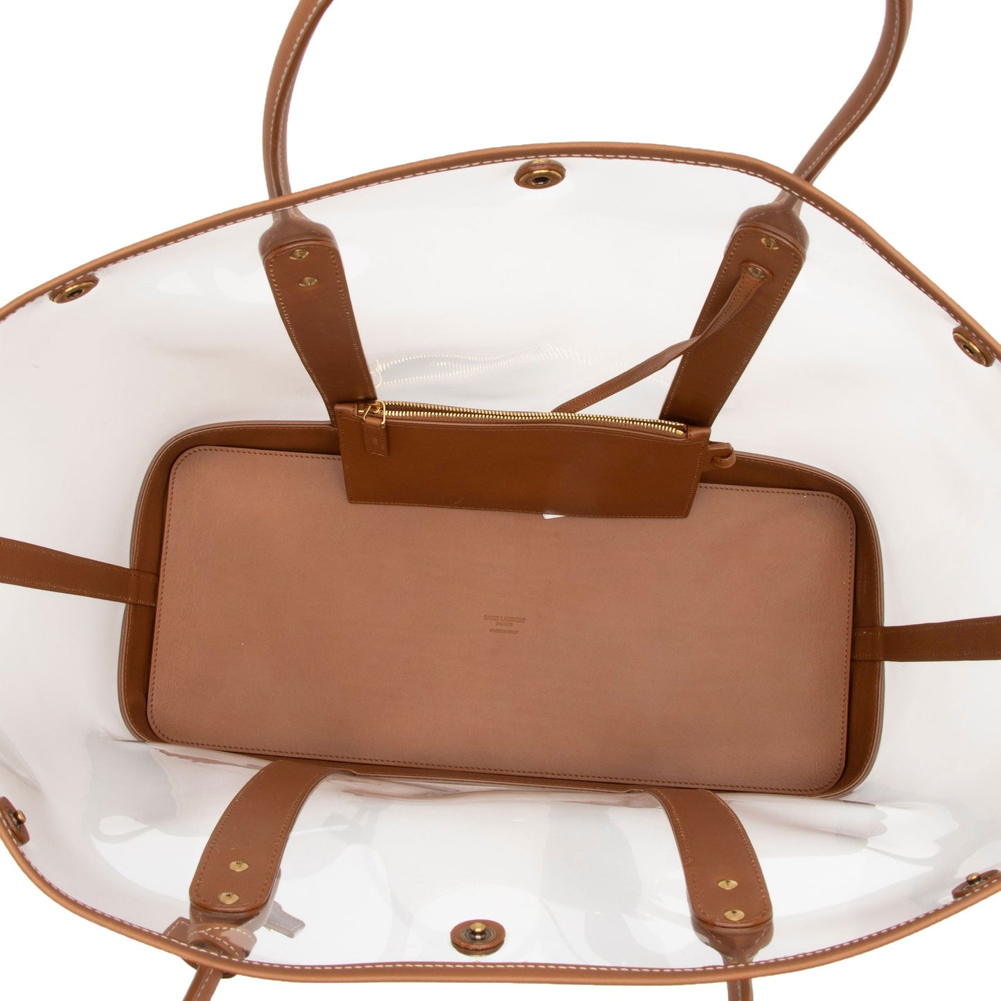 Saint Laurent Calfskin Vinyl Cabas Tote (SHF-wgVvKm)