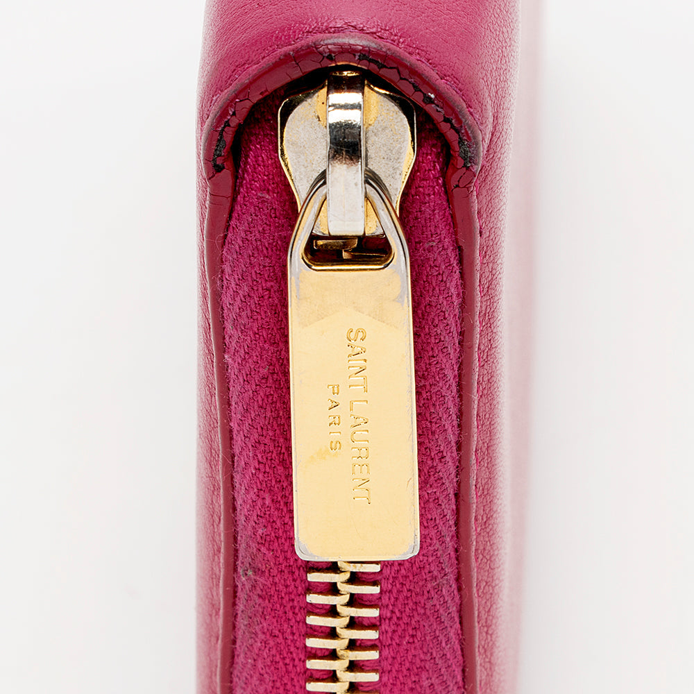 Saint Laurent Calfskin Y Ligne Zip Around Wallet (SHF-15139)