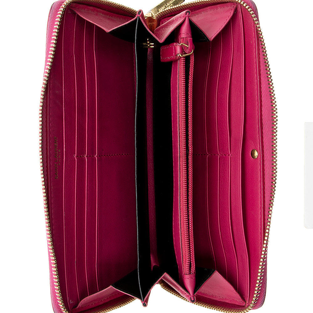 Saint Laurent Calfskin Y Ligne Zip Around Wallet (SHF-15139)