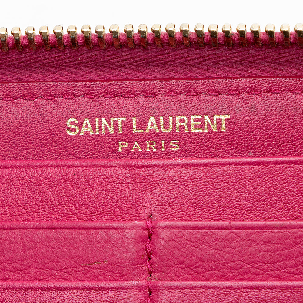 Saint Laurent Calfskin Y Ligne Zip Around Wallet (SHF-15139)