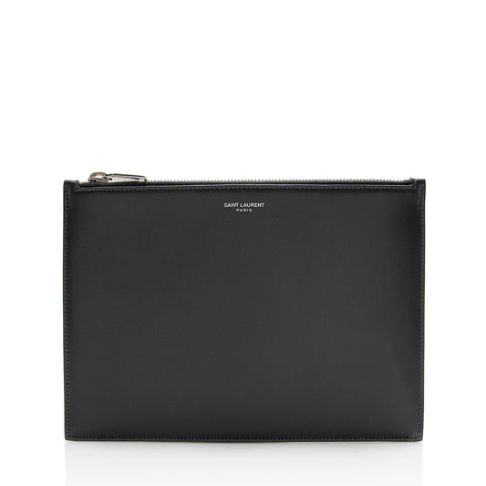 Saint Laurent Calfskin Zip Pouch (SHF-22031)