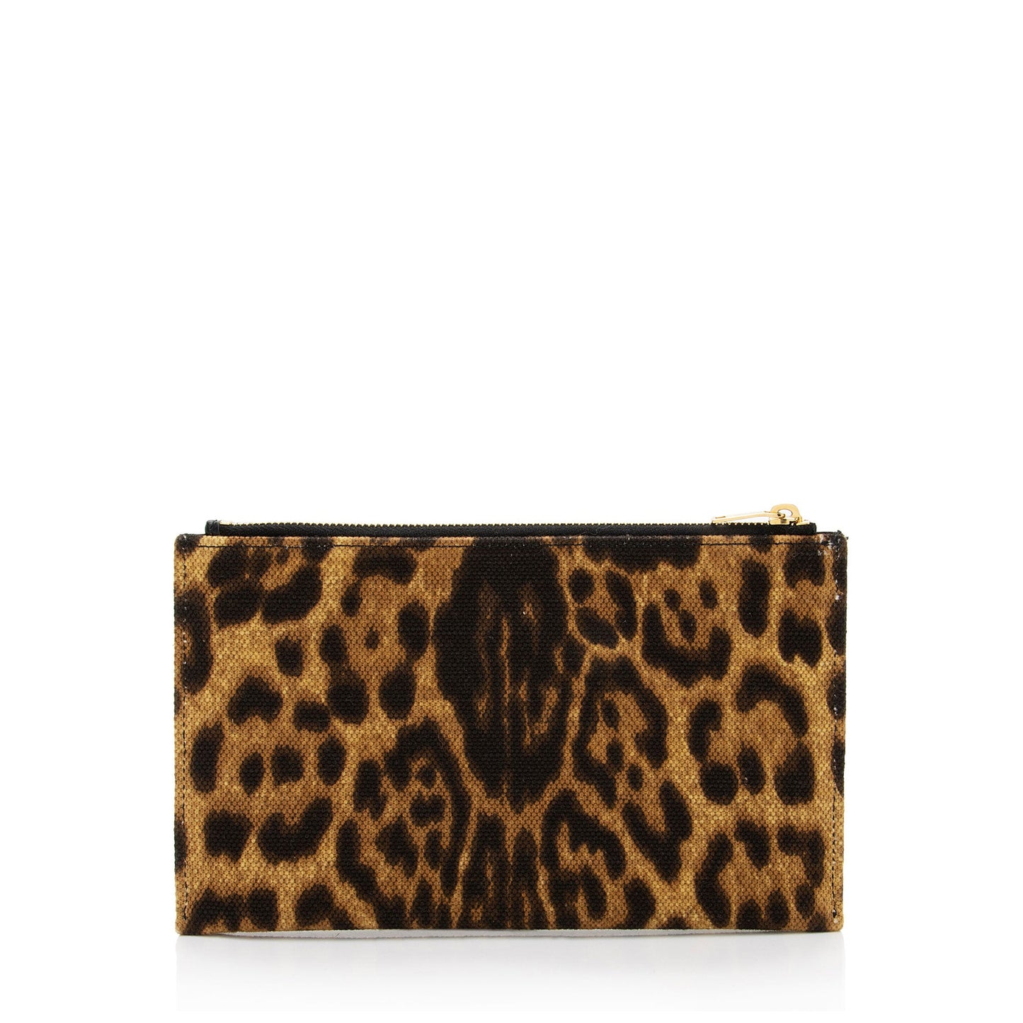 Saint Laurent Canvas Calfskin Leopard Monogram Bill Pouch