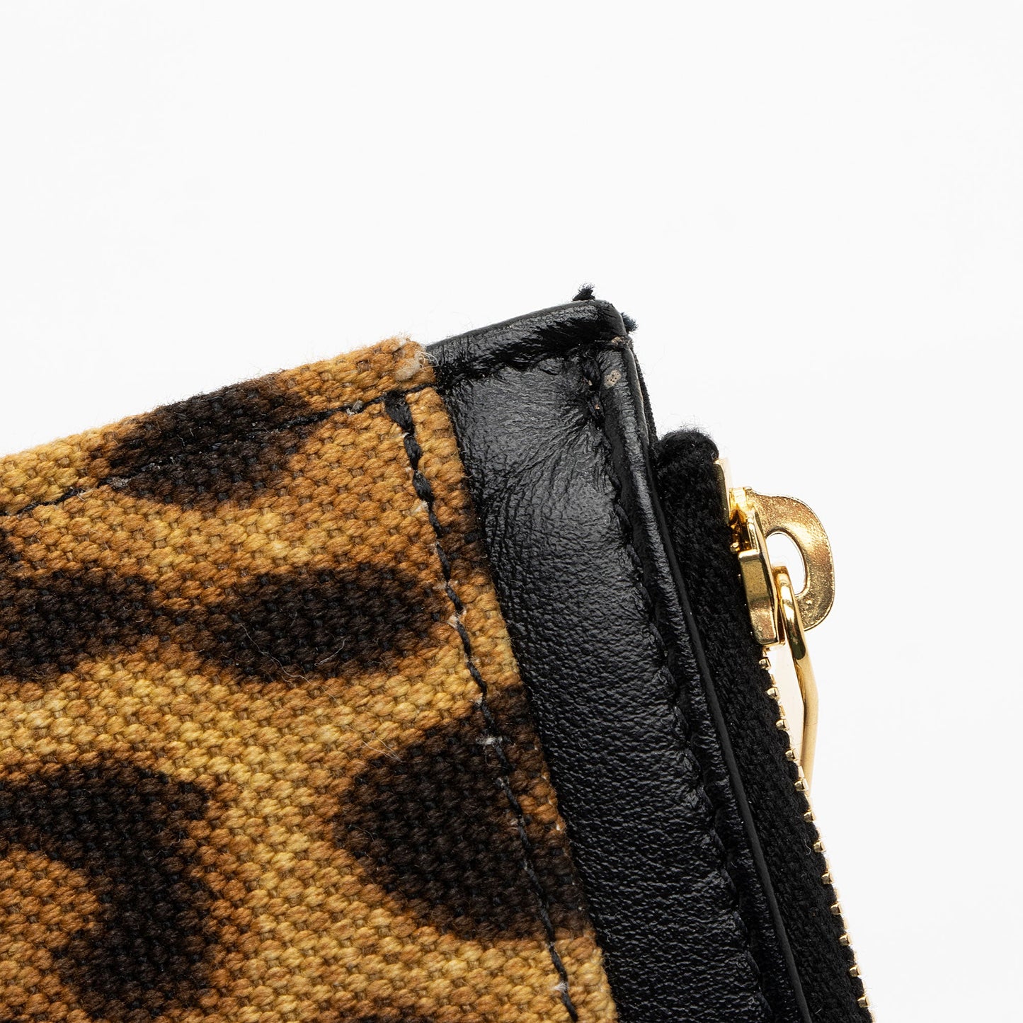 Saint Laurent Canvas Calfskin Leopard Monogram Bill Pouch