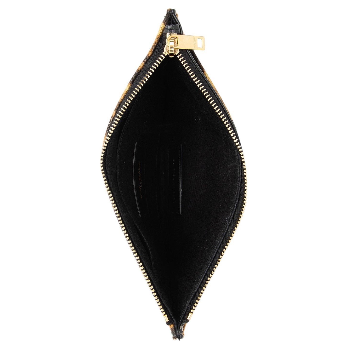 Saint Laurent Canvas Calfskin Leopard Monogram Bill Pouch