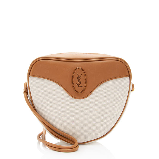 Saint Laurent Canvas Calfskin Monogram Sac Coeur Crossbody (SHF-XpAZQc)