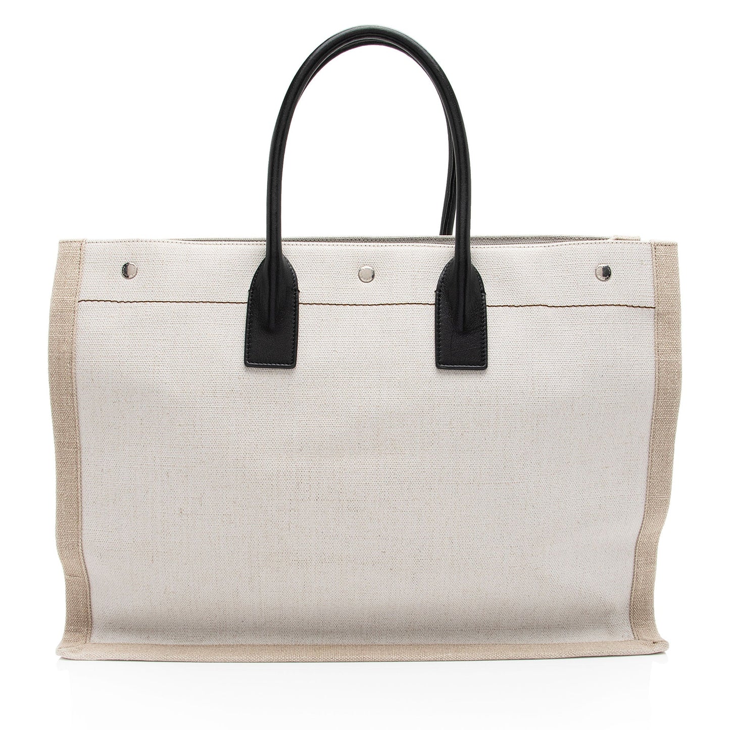 Saint Laurent Canvas Calfskin Rive Gauche Large Tote