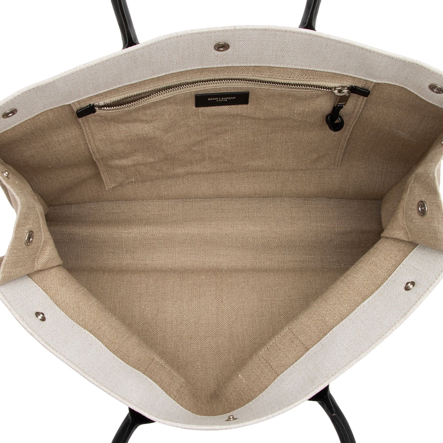Saint Laurent Canvas Calfskin Rive Gauche Large Tote