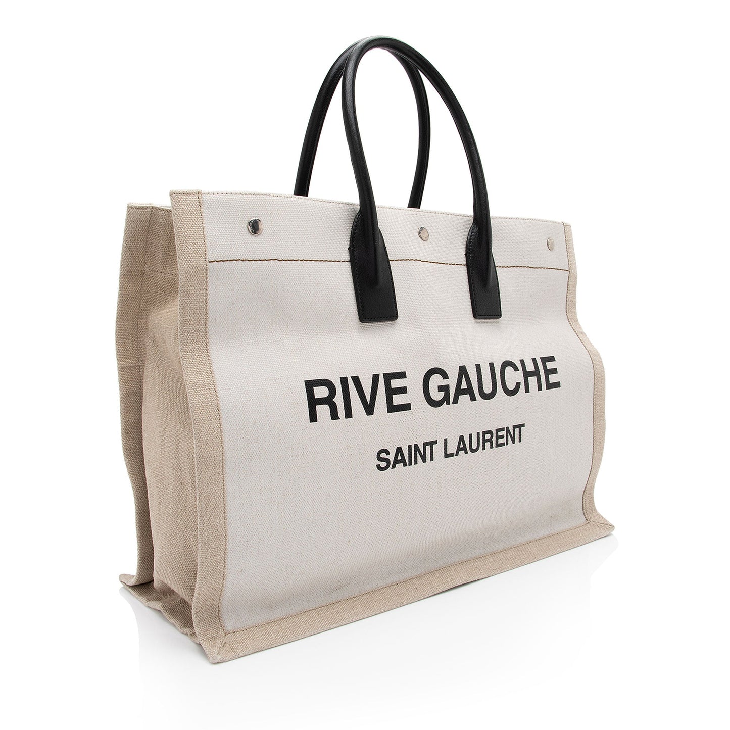 Saint Laurent Canvas Calfskin Rive Gauche Large Tote