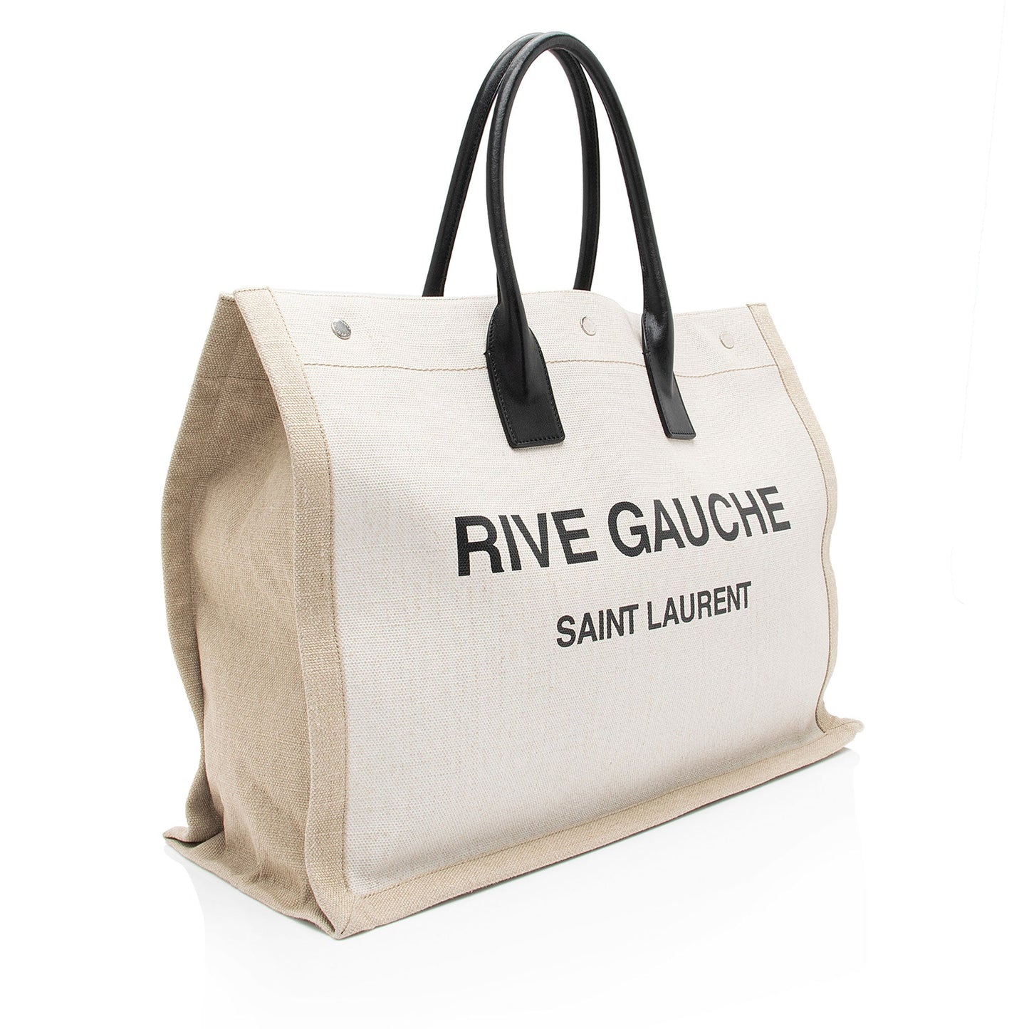 Saint Laurent Canvas Calfskin Rive Gauche Large Tote (SHF-v2S0Rd)