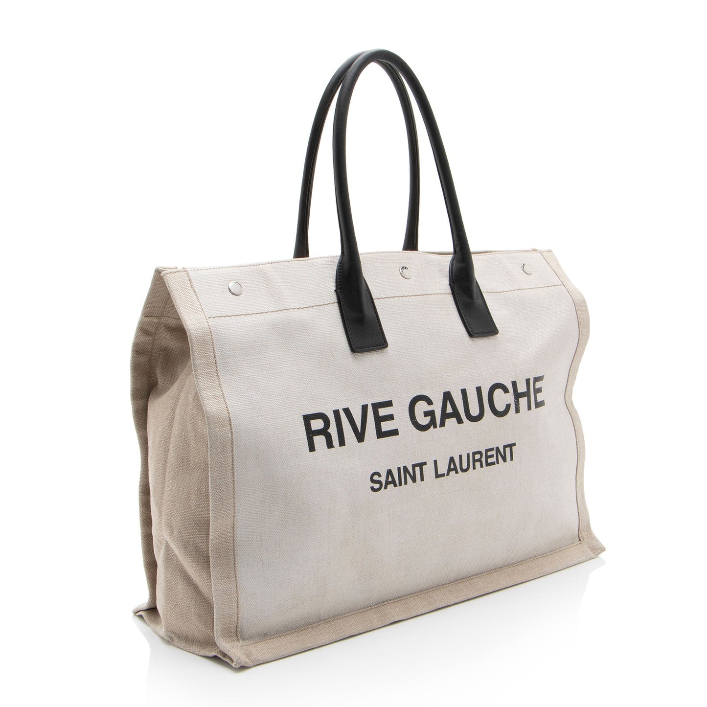 Saint Laurent Canvas Calfskin Rive Gauche Large Tote