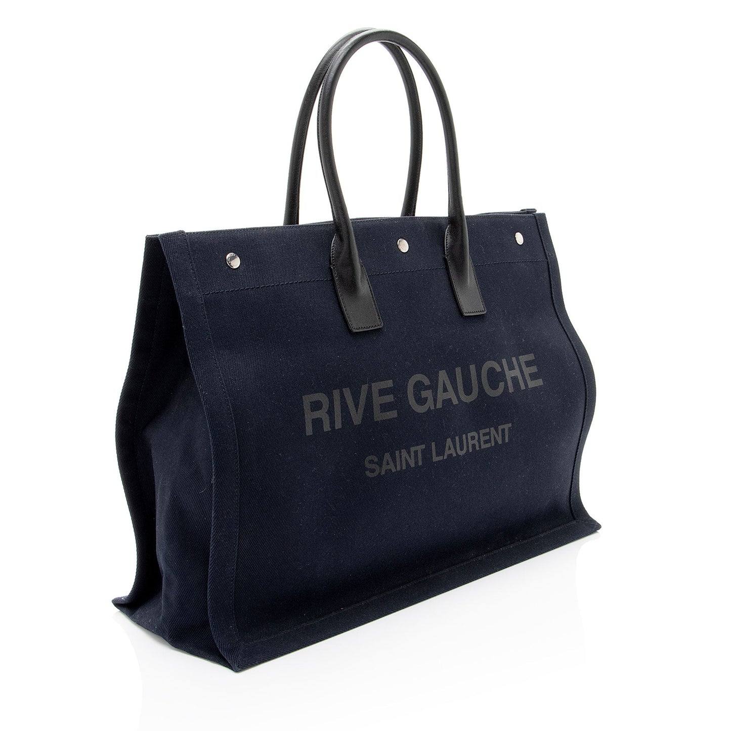 Saint Laurent Canvas Calfskin Rive Gauche Large Tote