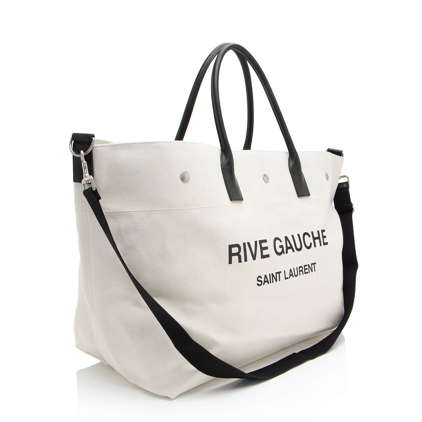 Saint Laurent Canvas Calfskin Rive Gauche Maxi Tote