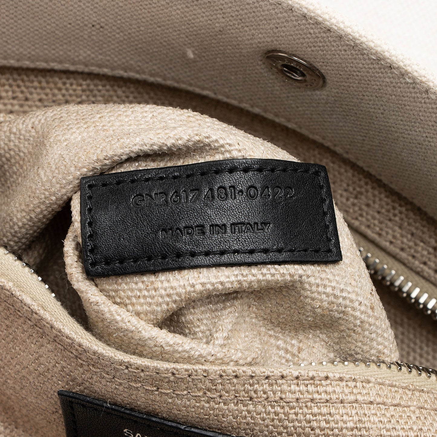 Saint Laurent Canvas Calfskin Rive Gauche Small Tote