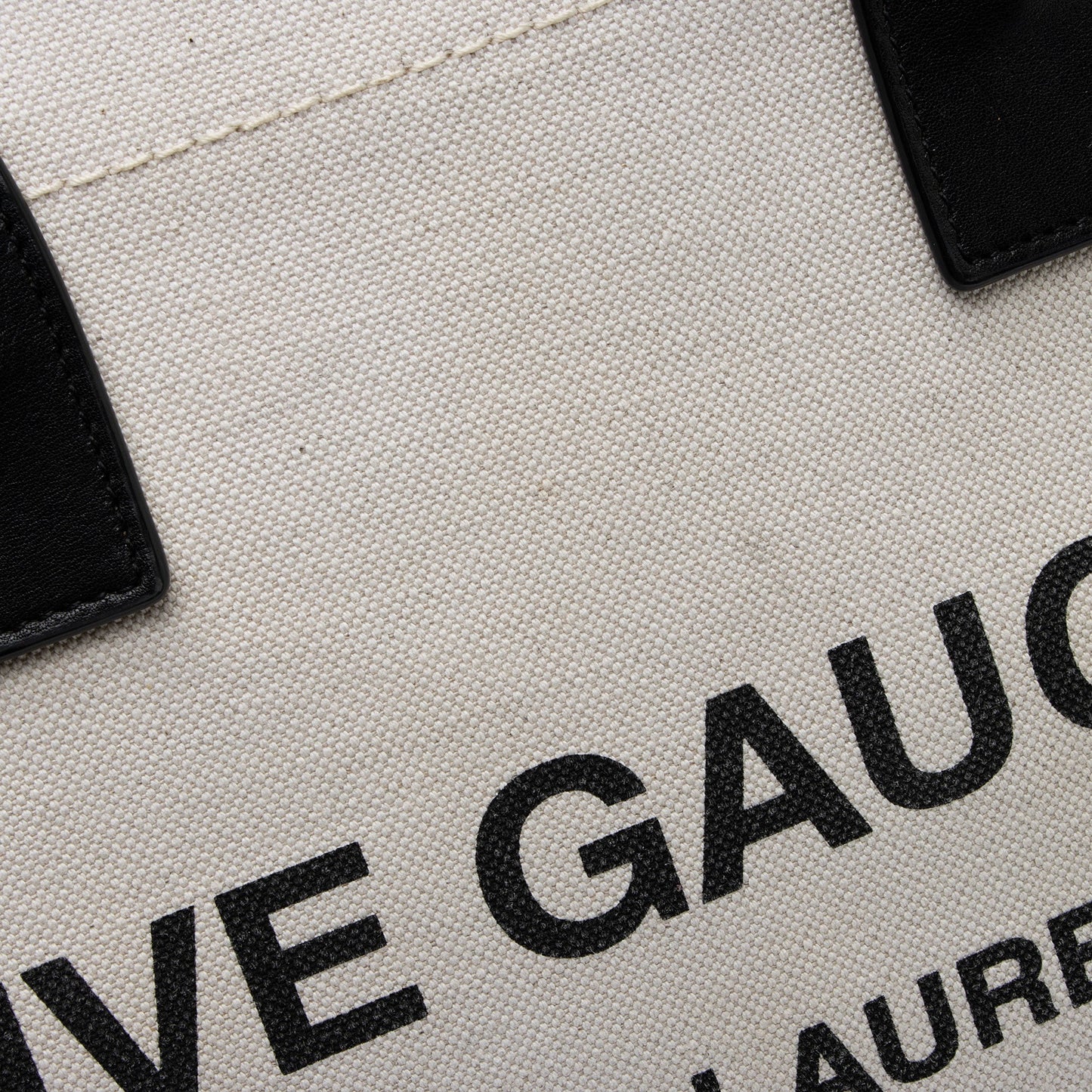 Saint Laurent Canvas Calfskin Rive Gauche Small Tote