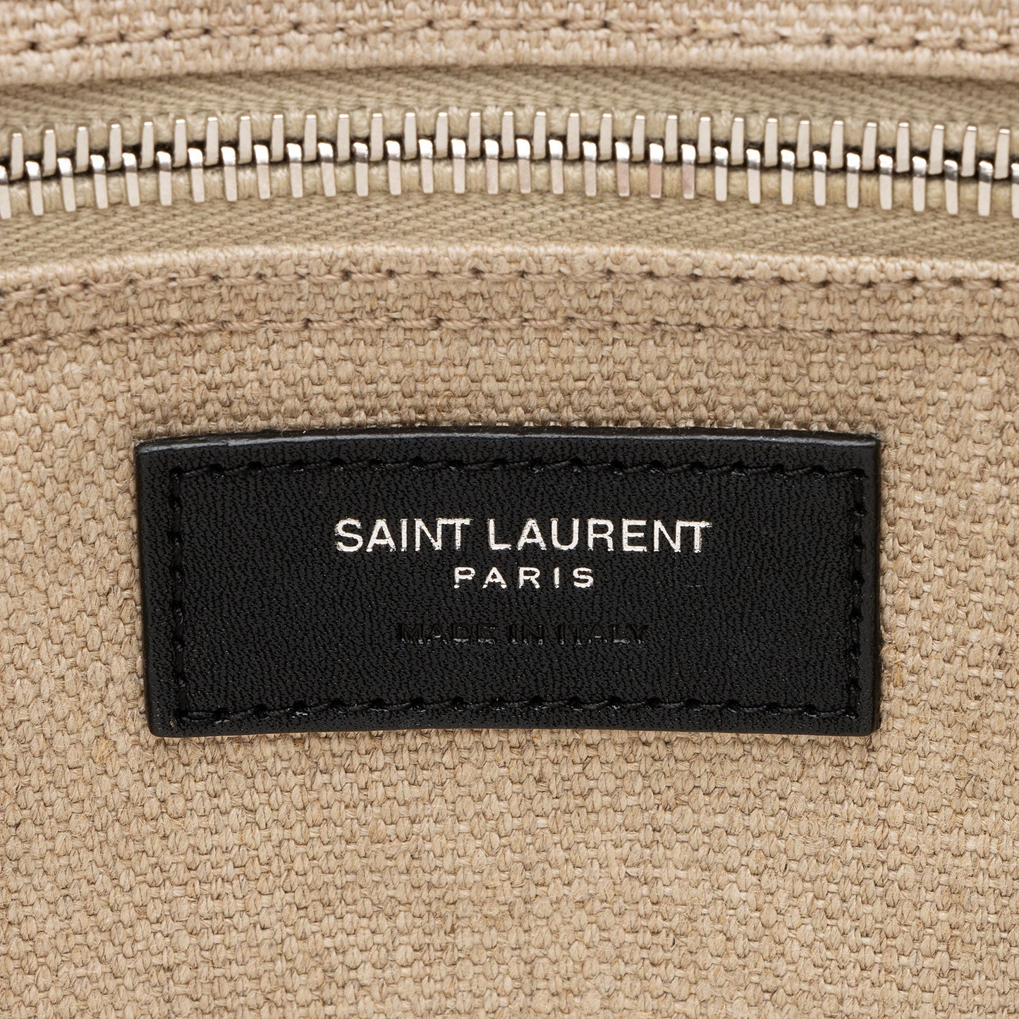 Saint Laurent Canvas Calfskin Rive Gauche Small Tote