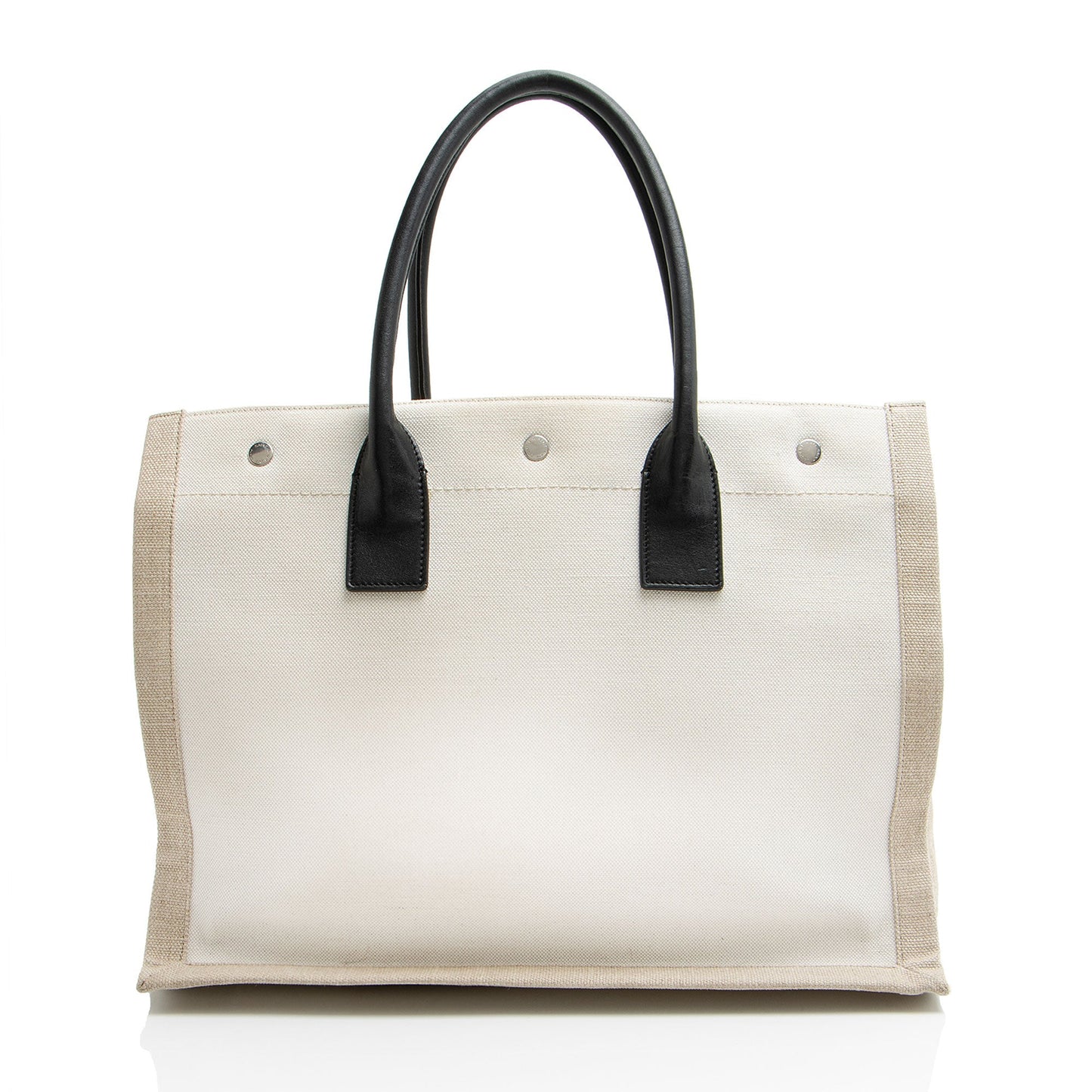 Saint Laurent Canvas Calfskin Rive Gauche Small Tote