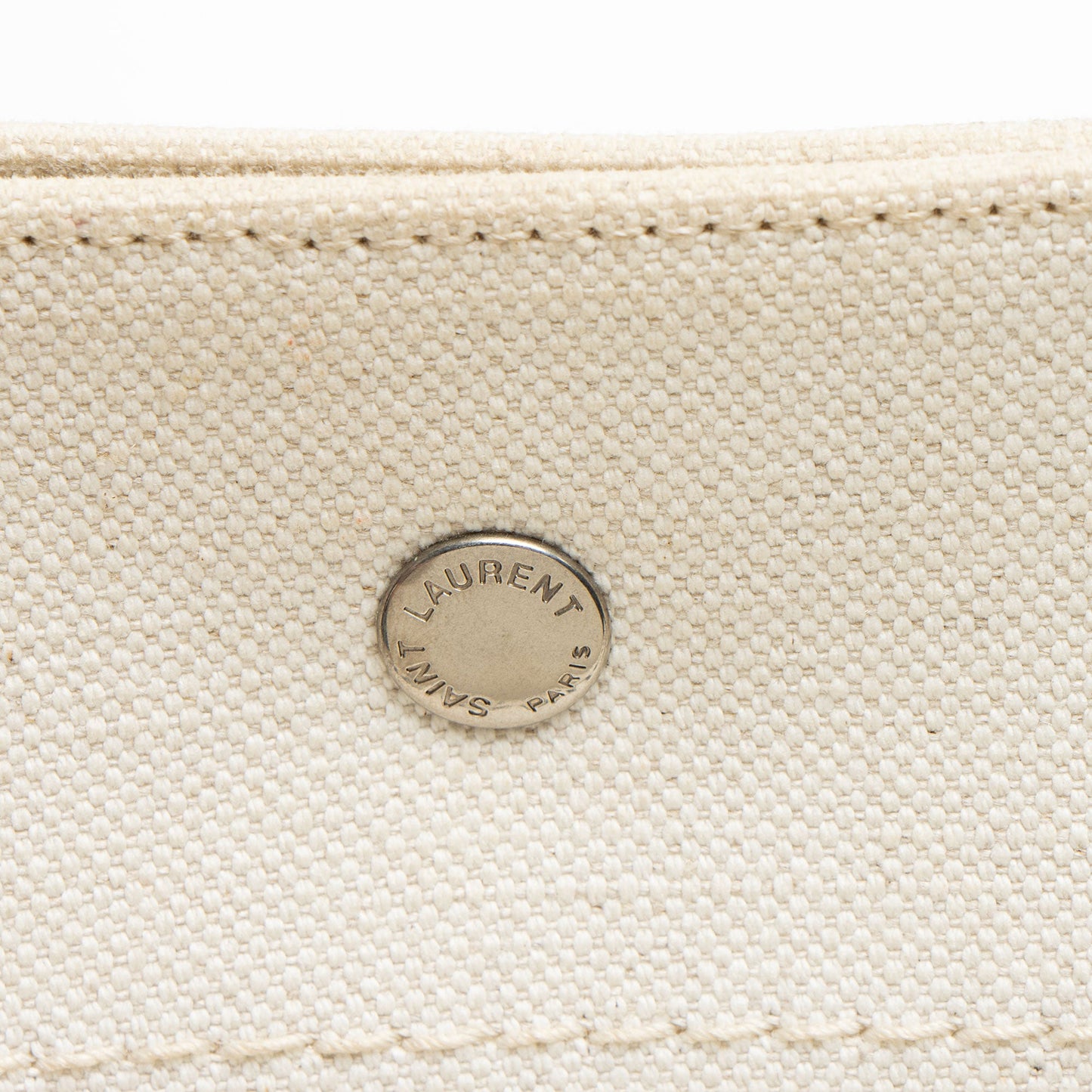 Saint Laurent Canvas Calfskin Rive Gauche Small Tote
