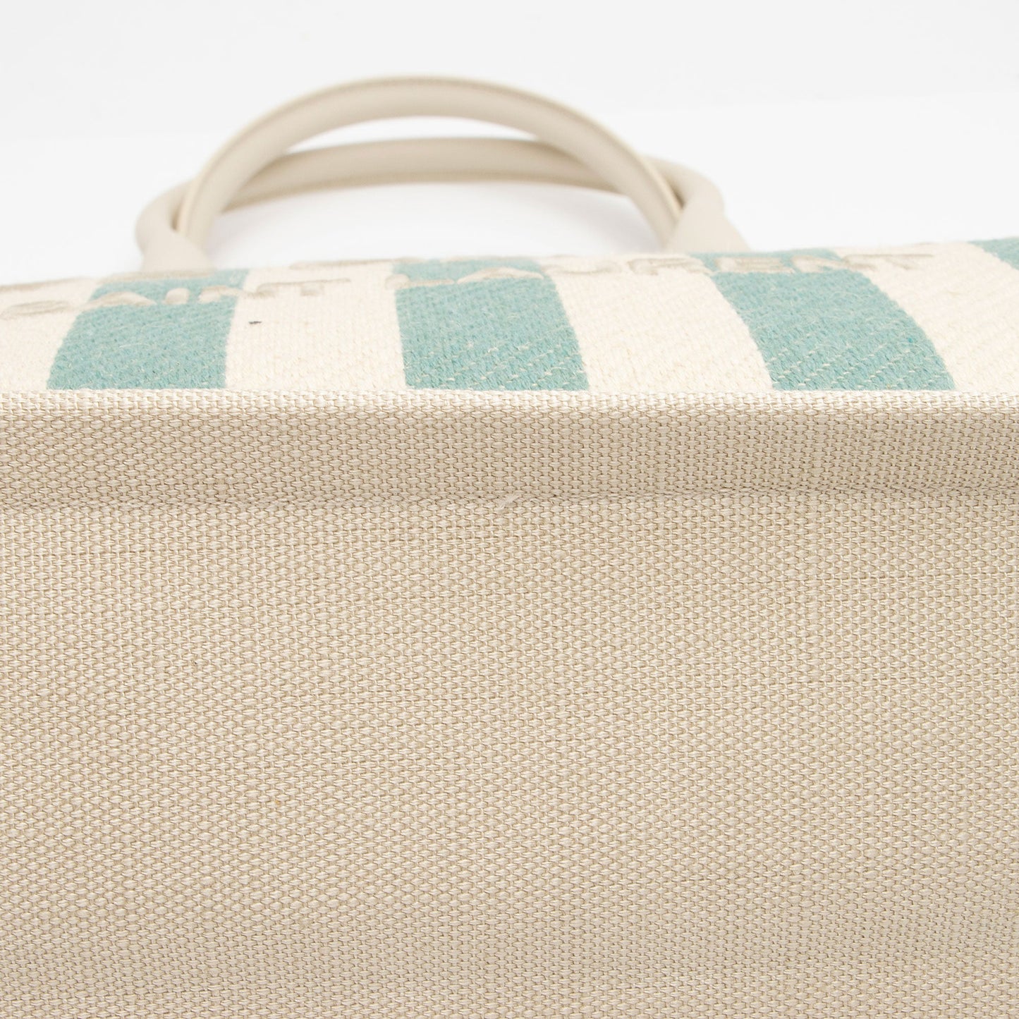 Saint Laurent Canvas Calfskin Striped Rive Gauche Large Tote